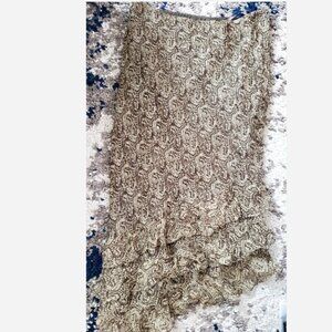 Printed Asymmetrical Skirt with Light Sequins and Ruffles Size 12